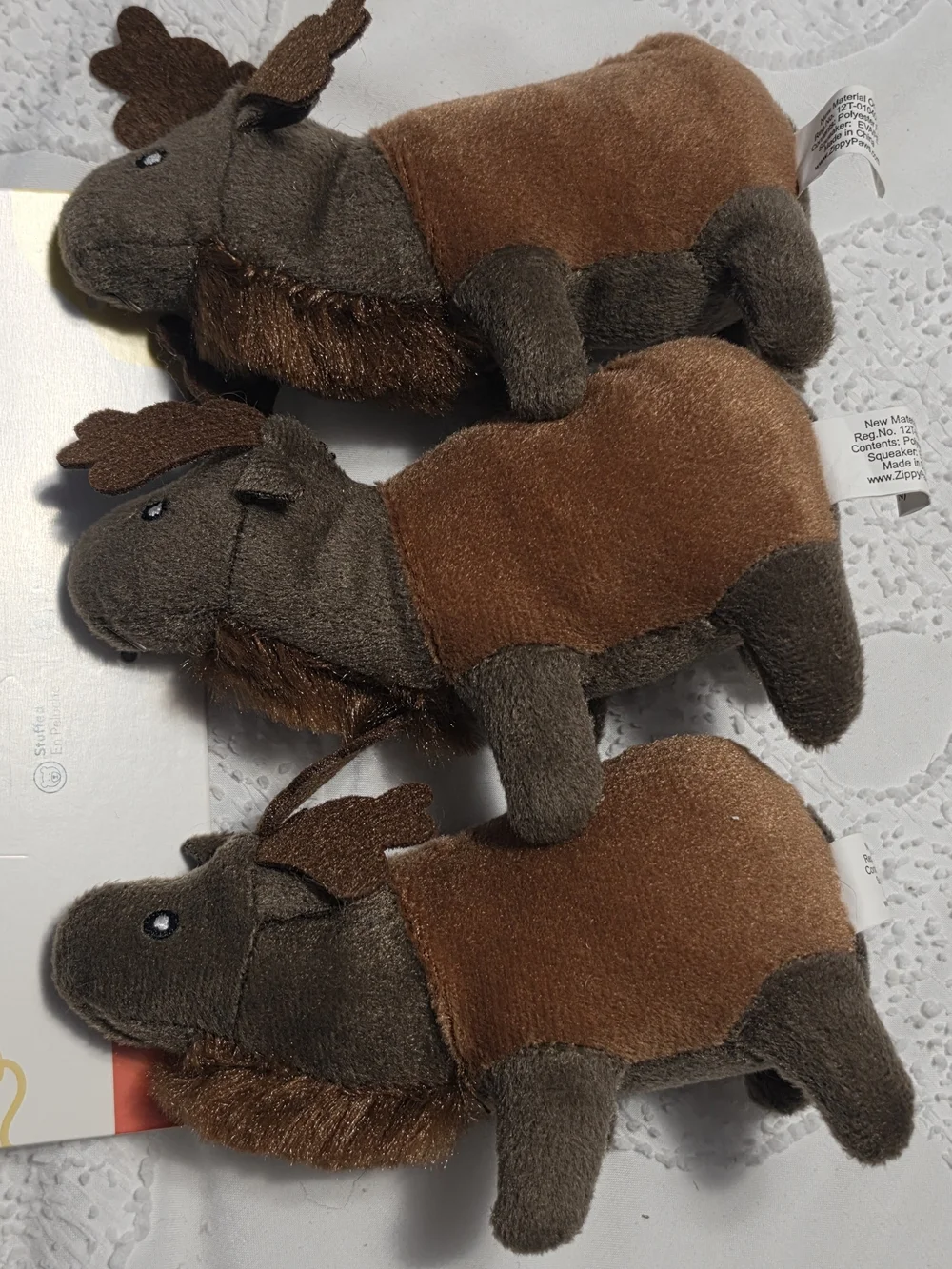 ZippyPaws Brown Moose Miniz 3-Pack Plush Dog Toys
